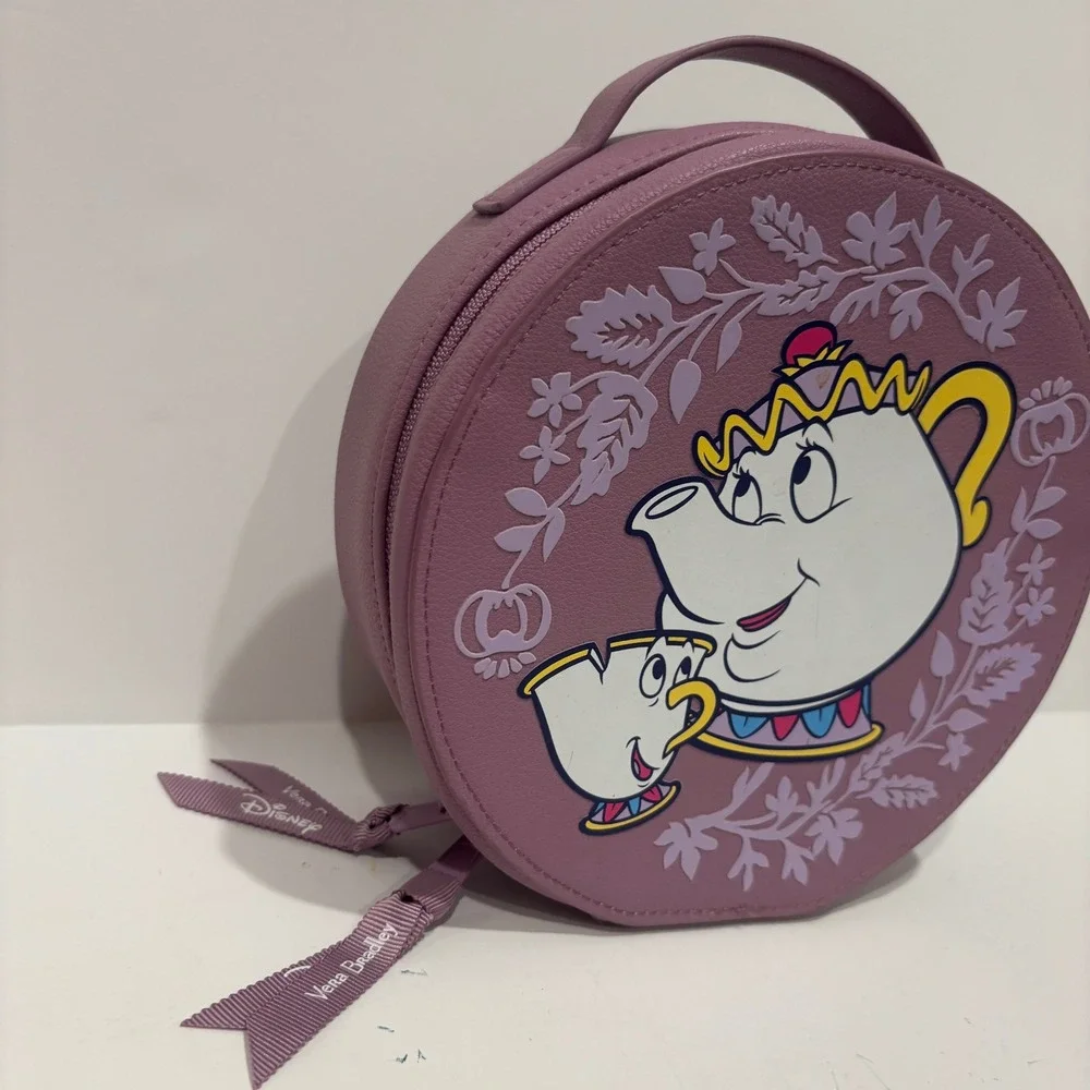 Disney Vera Bradley Beauty and the Beast Mrs Potts Chip Round Cosmetic Case Bag